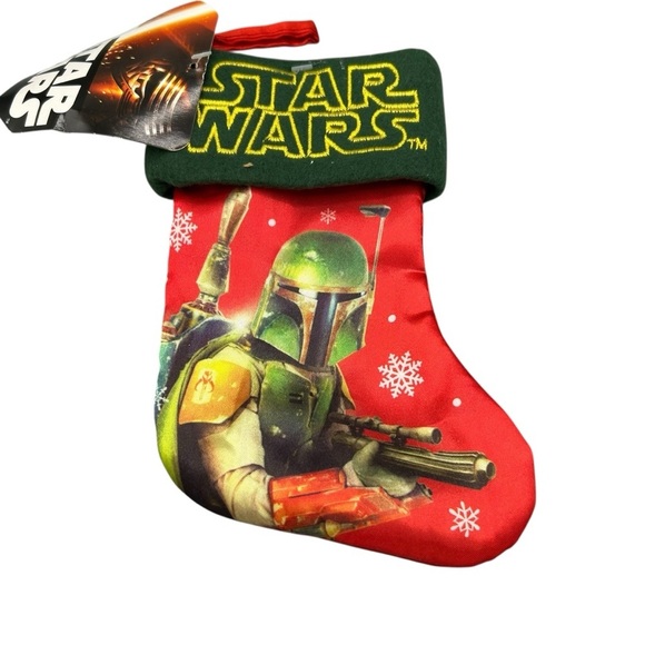 STAR WARS BOBA FETT MINI CHRISTMAS STOCKING RED GREEN HOLIDAY DECOR NWT - Picture 2 of 8
